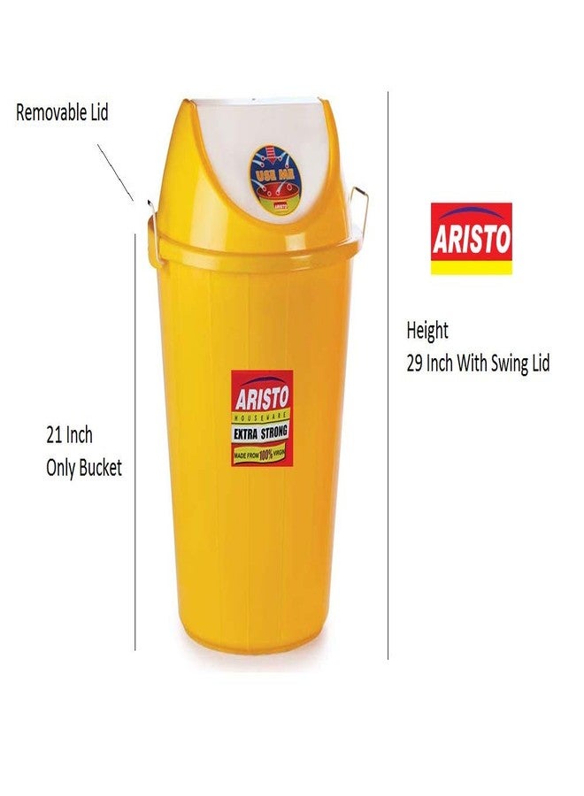 ARISTO Plastic Swing-Lid Garbage Waste Dustbin, 60 Litres, Yellow - Image 2